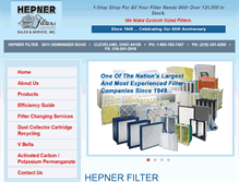 Tablet Screenshot of hepnerairfilter.com